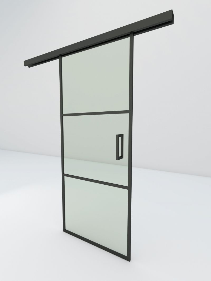 Wandschuifdeur Steel Look 3 Vakken Meester In Glas