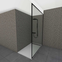 Glazen douchewand tot plafond | Zwart