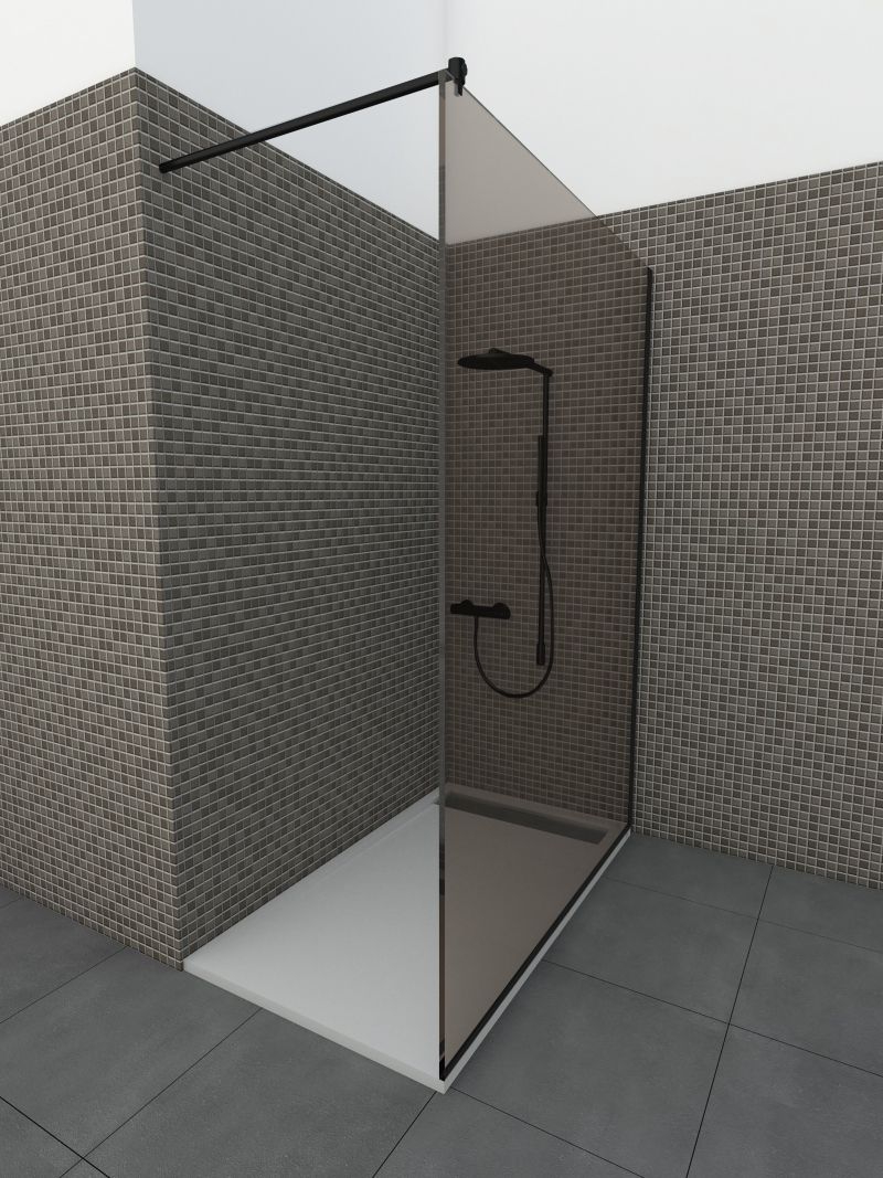 Glazen douchewand op maat Zwart Meester in Glas