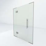 Glazen pendeldeur met zijpaneel | RVS