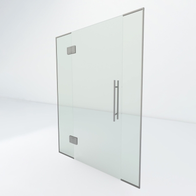Glazen pendeldeur met zijpaneel | RVS