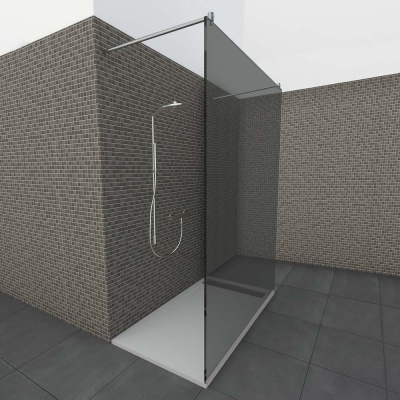 Glazen vrijstaande douchewand | RVS