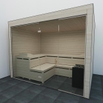 Glazen saunawand met deur | RVS