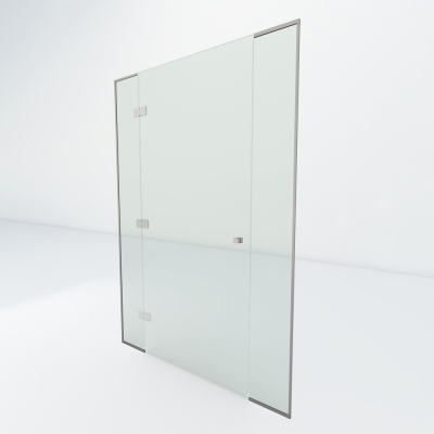Glazen douchedeur met dubbel zijpaneel XL