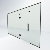 Glazen wand met pendeldeur | Zwart
