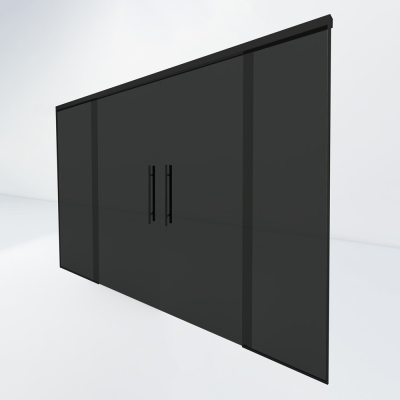 Dubbele schuifdeur met zijpaneel | Zwart