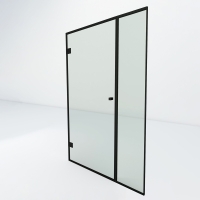 Steel look douchedeur met zijpaneel | Slim 1