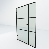 Steel look douchedeur met zijpaneel | Slim 3