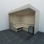 Glazen saunawand in hoek | Chroom