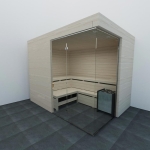 Glazen saunawand in hoek | Chroom
