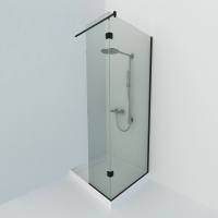 Glazen douchewand met hoekpaneel | Zwart