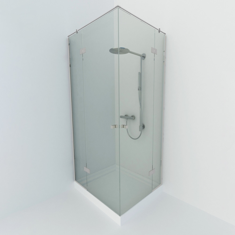 Glazen douchecabine hoekinstap | RVS