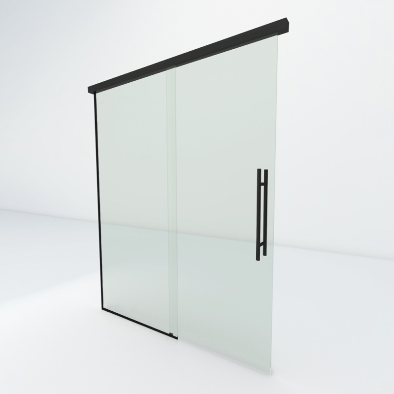 Glazen schuifdeur met zijpaneel | Zwart