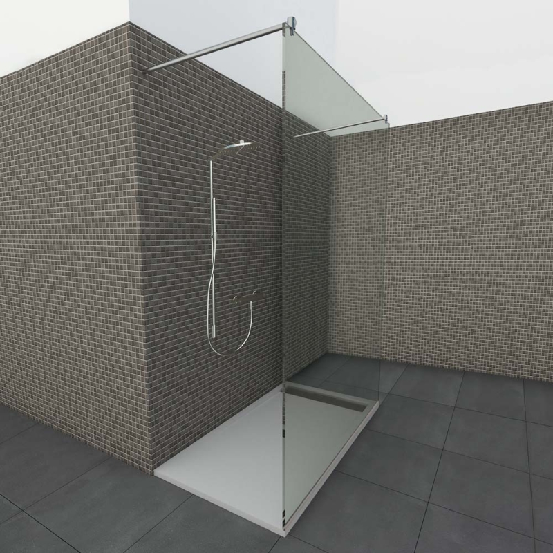 Glazen vrijstaande douchewand | RVS